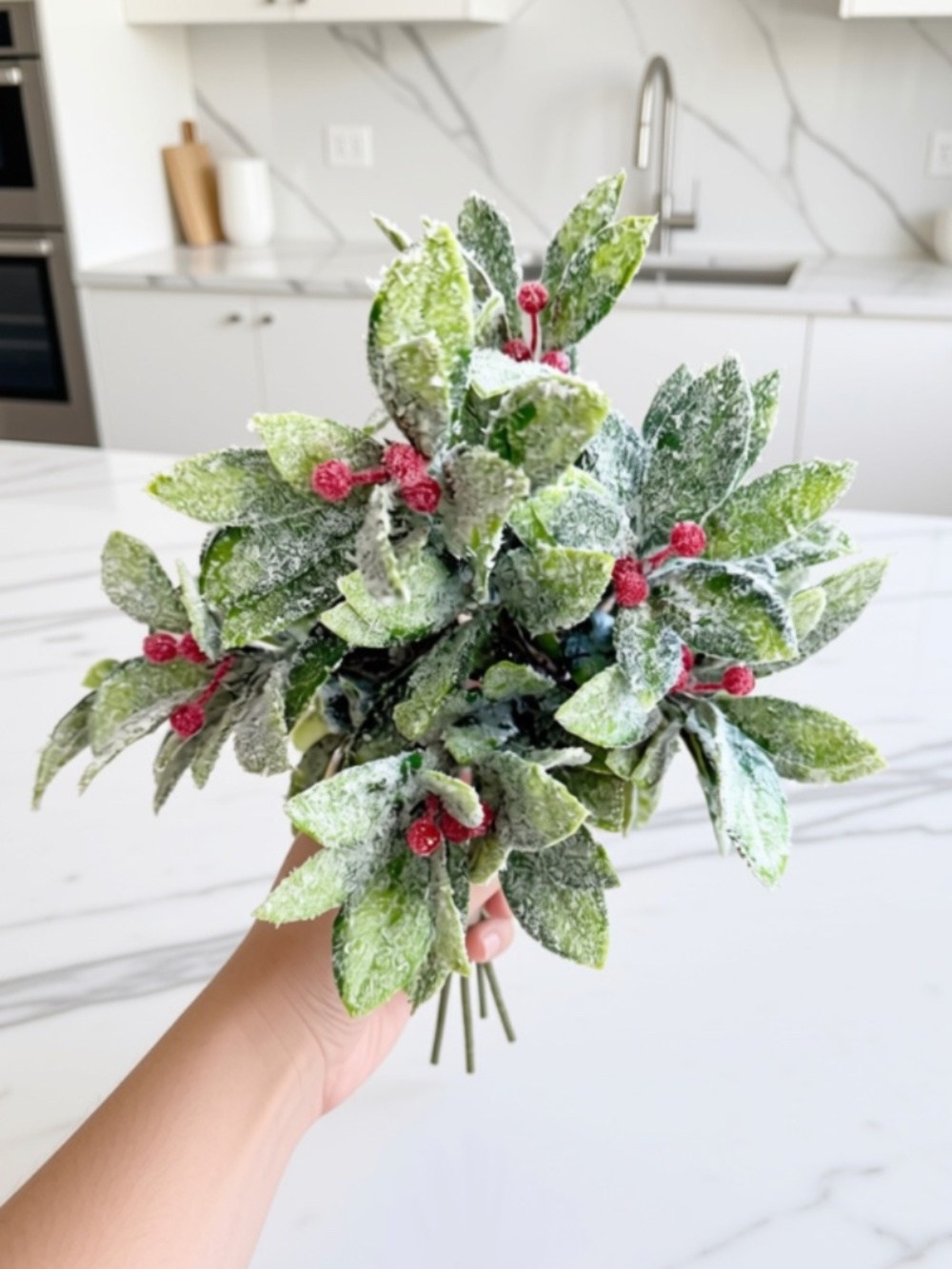 Frosted Berries & Leaves Picks - Set of 6